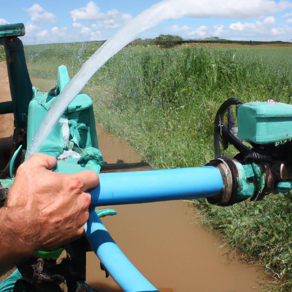 Person operating irrigation engine efficiently